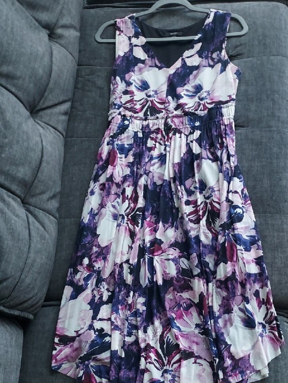 Simply Vera Vera Wang Purple and Pink Floral Midi Dress